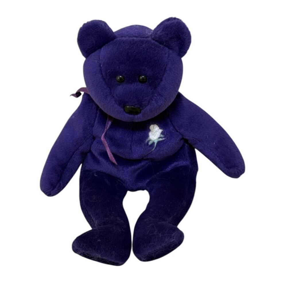 Vintage TY Beanie Babies Princess Diana‎ Teddy Bear Purple 1997 Red Star On Tag